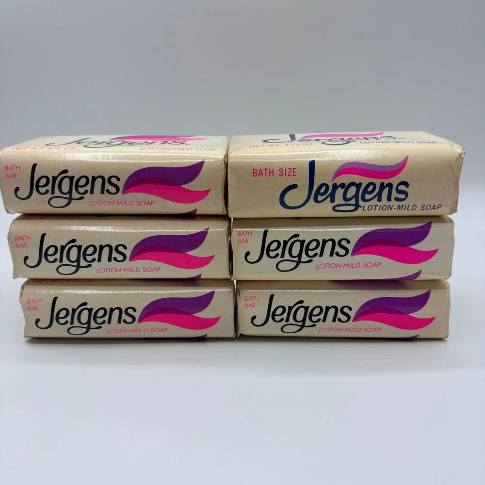 Jergens Soap Bath Bar Lotion-Mild Vintage Lot of 6 NEW 4.75oz Ivory/Pink NOS VTG